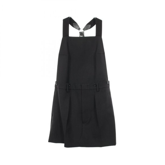 Prada Dress Back Cles Suspender Gabardine Mini Wool Jumper Skirt Sweater